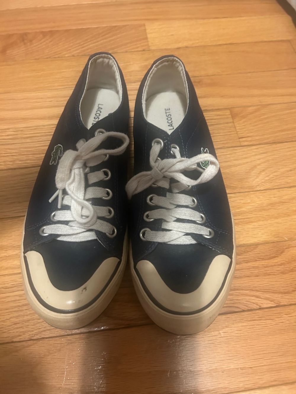 Lacoste Navy and White Low-Top Sneakers